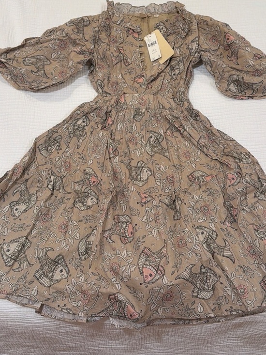 Anthropologie Dresses & Skirts - Anthropologie Beige Floral & Fish Print Midi Dress